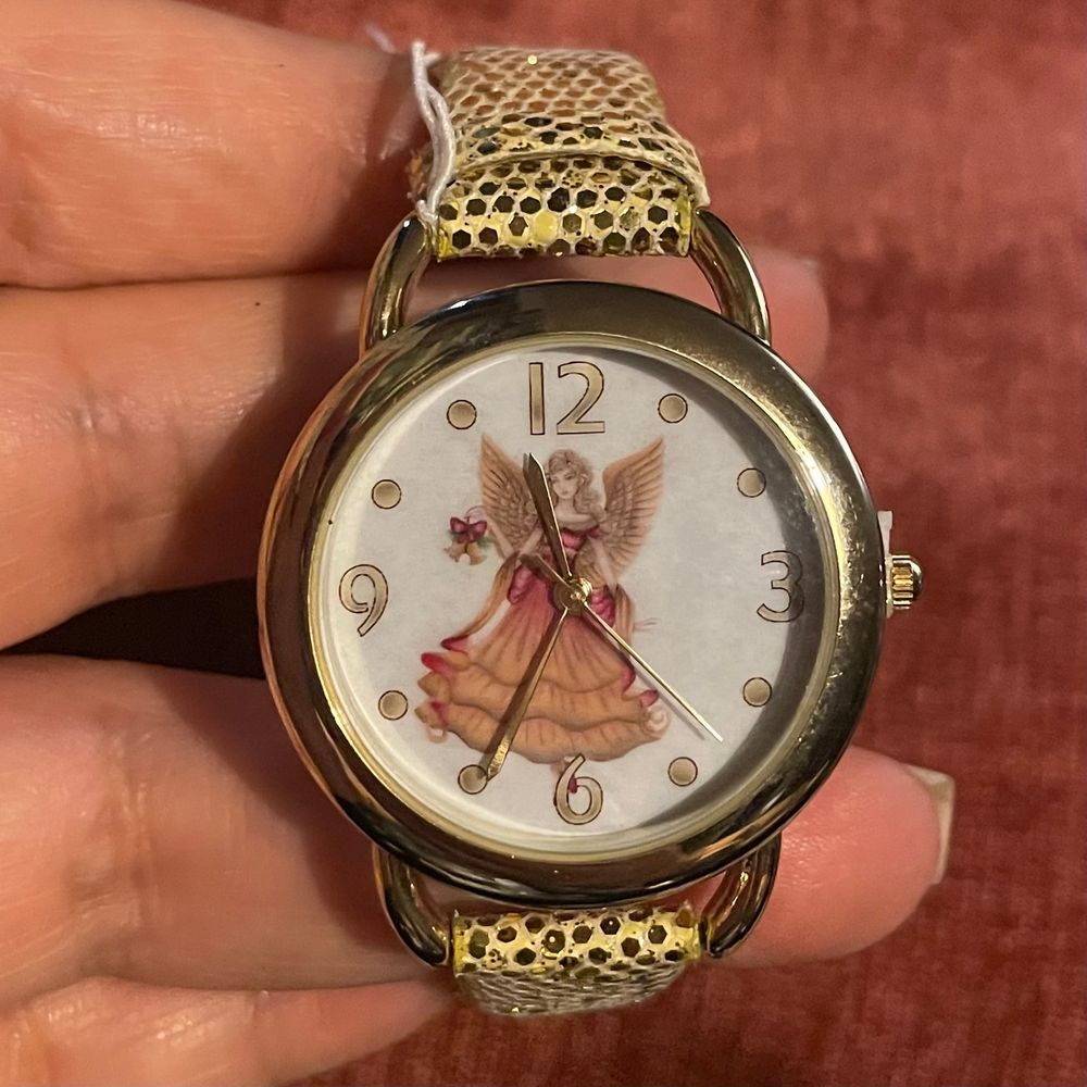 Angel Gold Toned Wristwatch Adjustable Band